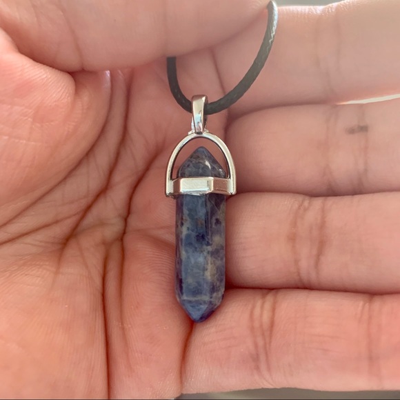 Natural Blue Sodalite Crystal Gemstone Pendant - Picture 2 of 2